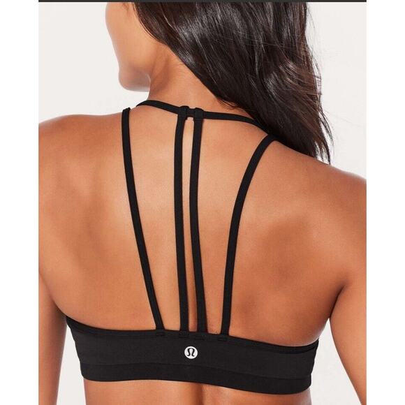 Lululemon Size 4 Women Get Set Bra In Black Strappy Back Athletic Active Gym 1-3 - Picture 1 of 6